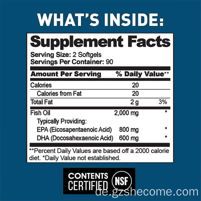 Omega3 -Softgels unterstützen Immungesundheitenöl -Softgele